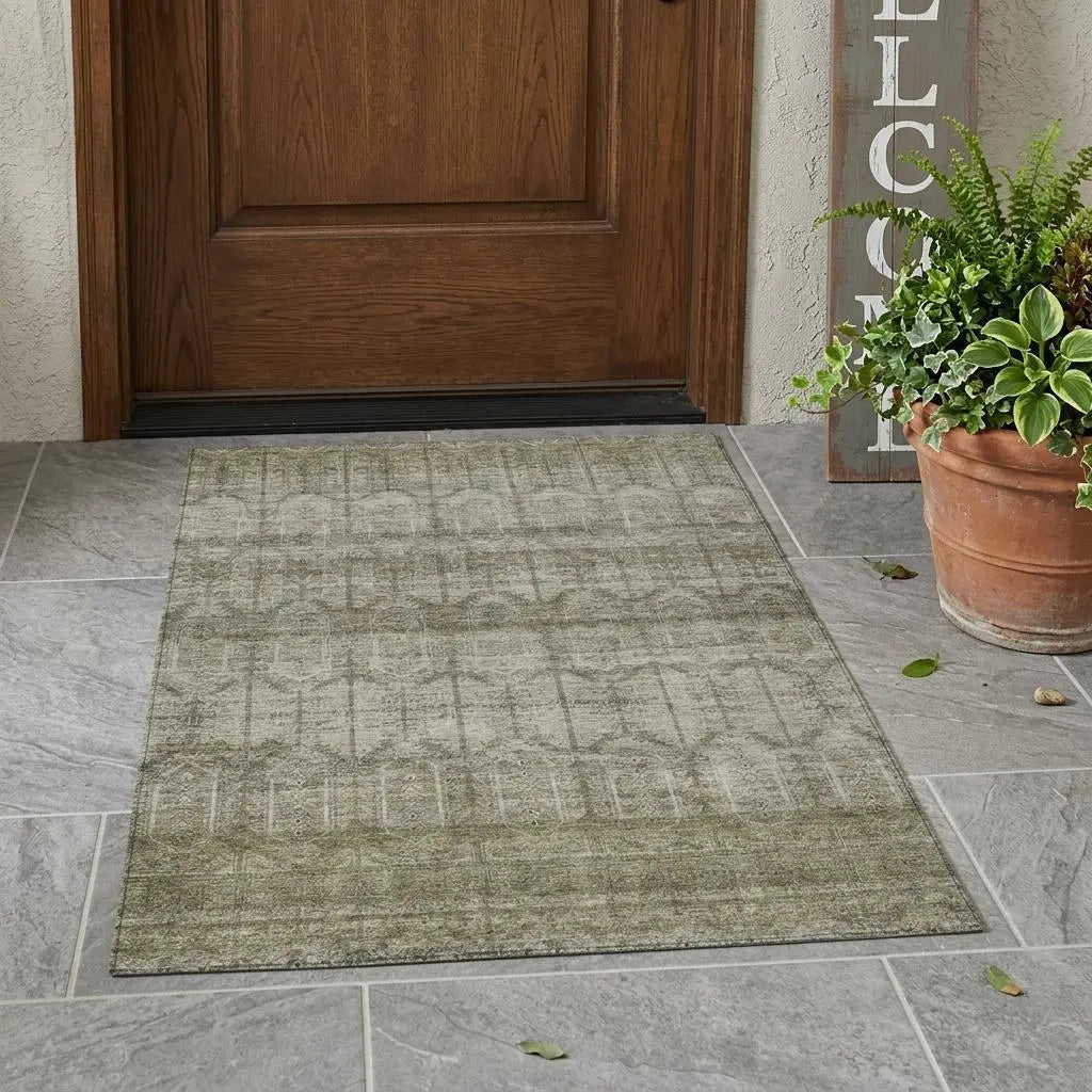 3' X 5' Beige And Brown Tribal Washable Indoor Outdoor Area Rug Homeroots Outdoor