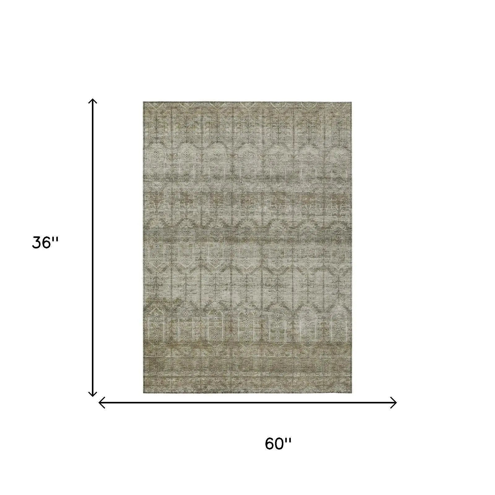 3' X 5' Beige And Brown Tribal Washable Indoor Outdoor Area Rug Homeroots Outdoor