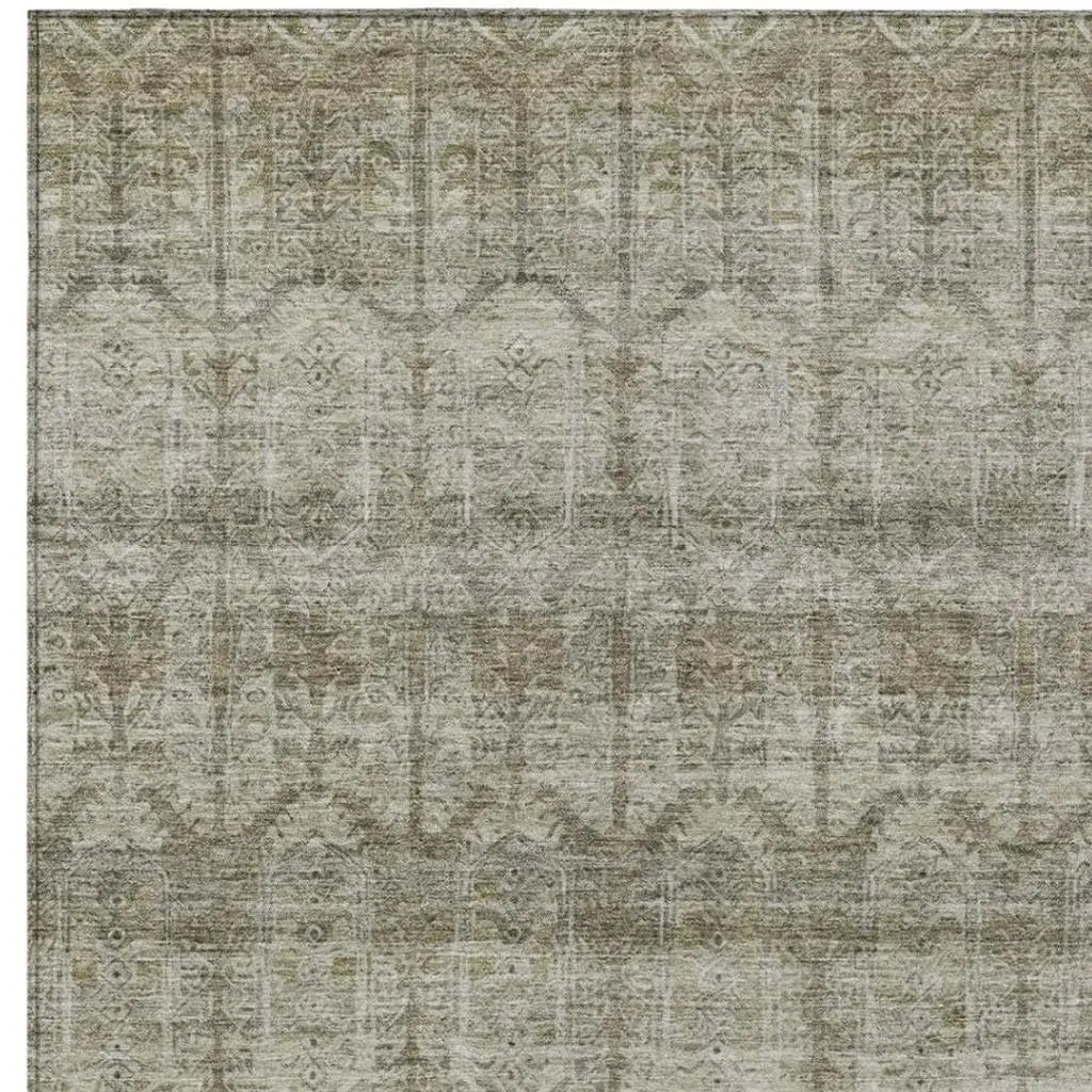 3' X 5' Beige And Brown Tribal Washable Indoor Outdoor Area Rug Homeroots Outdoor