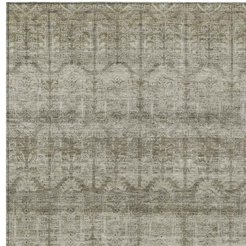 3' X 5' Beige And Brown Tribal Washable Indoor Outdoor Area Rug Homeroots Outdoor