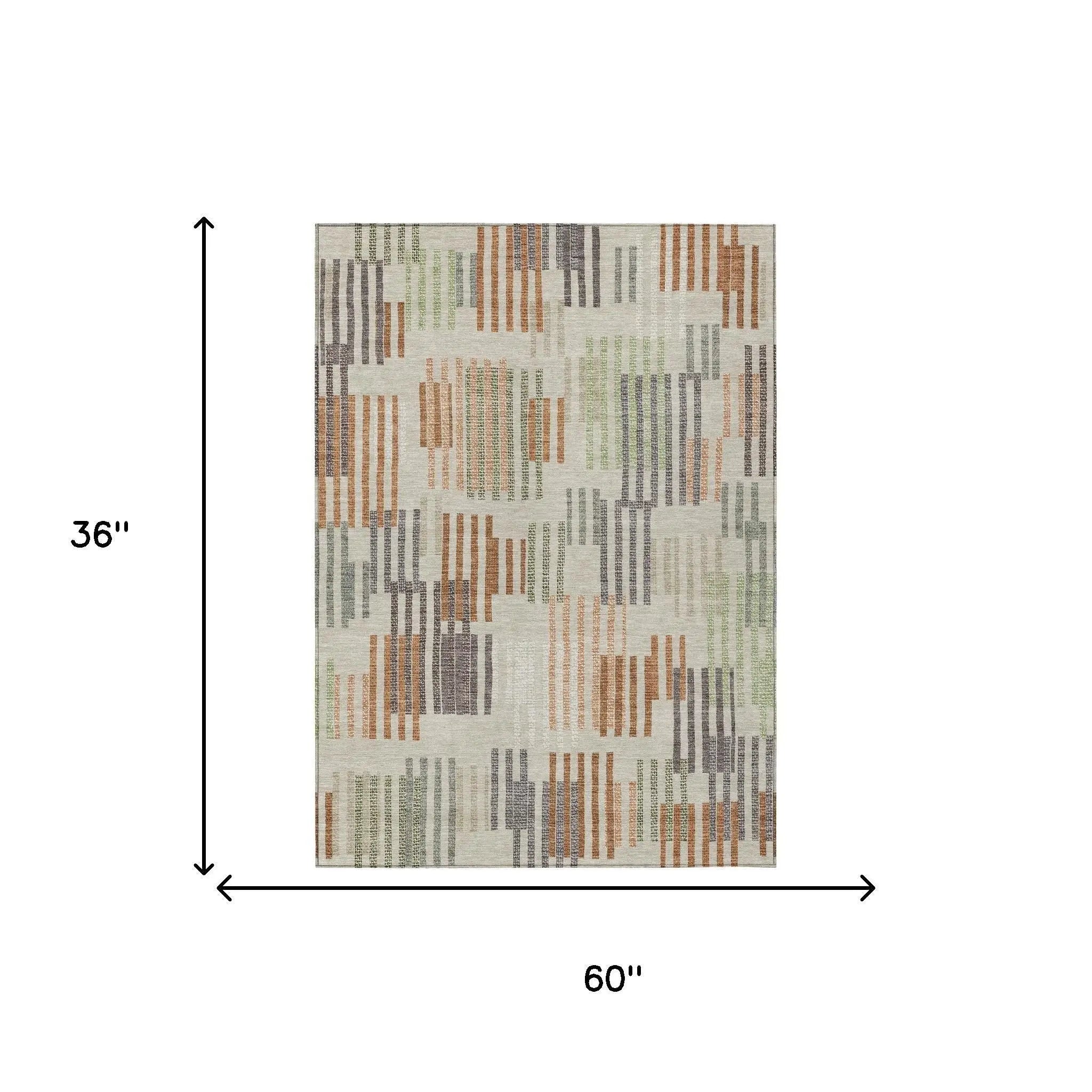 3' X 5' Beige And Charcoal Striped Washable Indoor Outdoor Area Rug Homeroots Outdoor