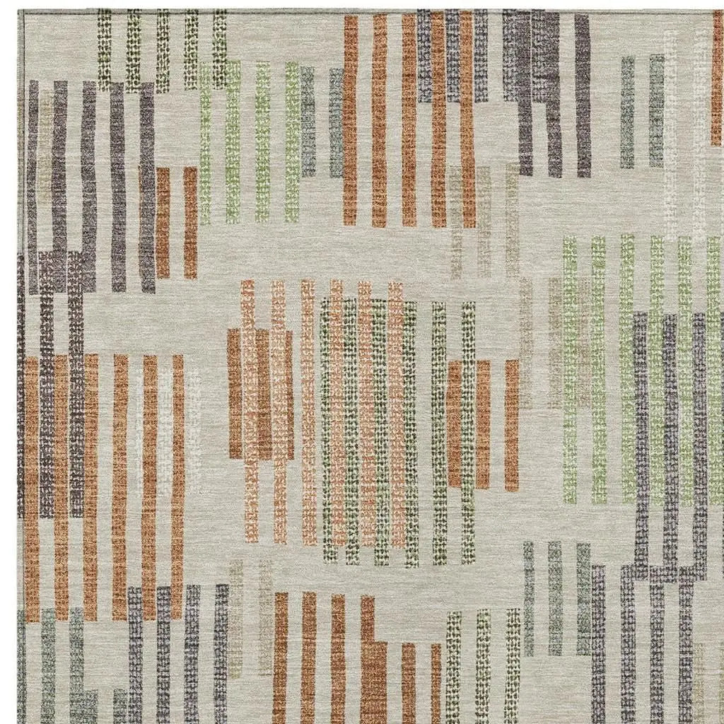 3' X 5' Beige And Charcoal Striped Washable Indoor Outdoor Area Rug Homeroots Outdoor