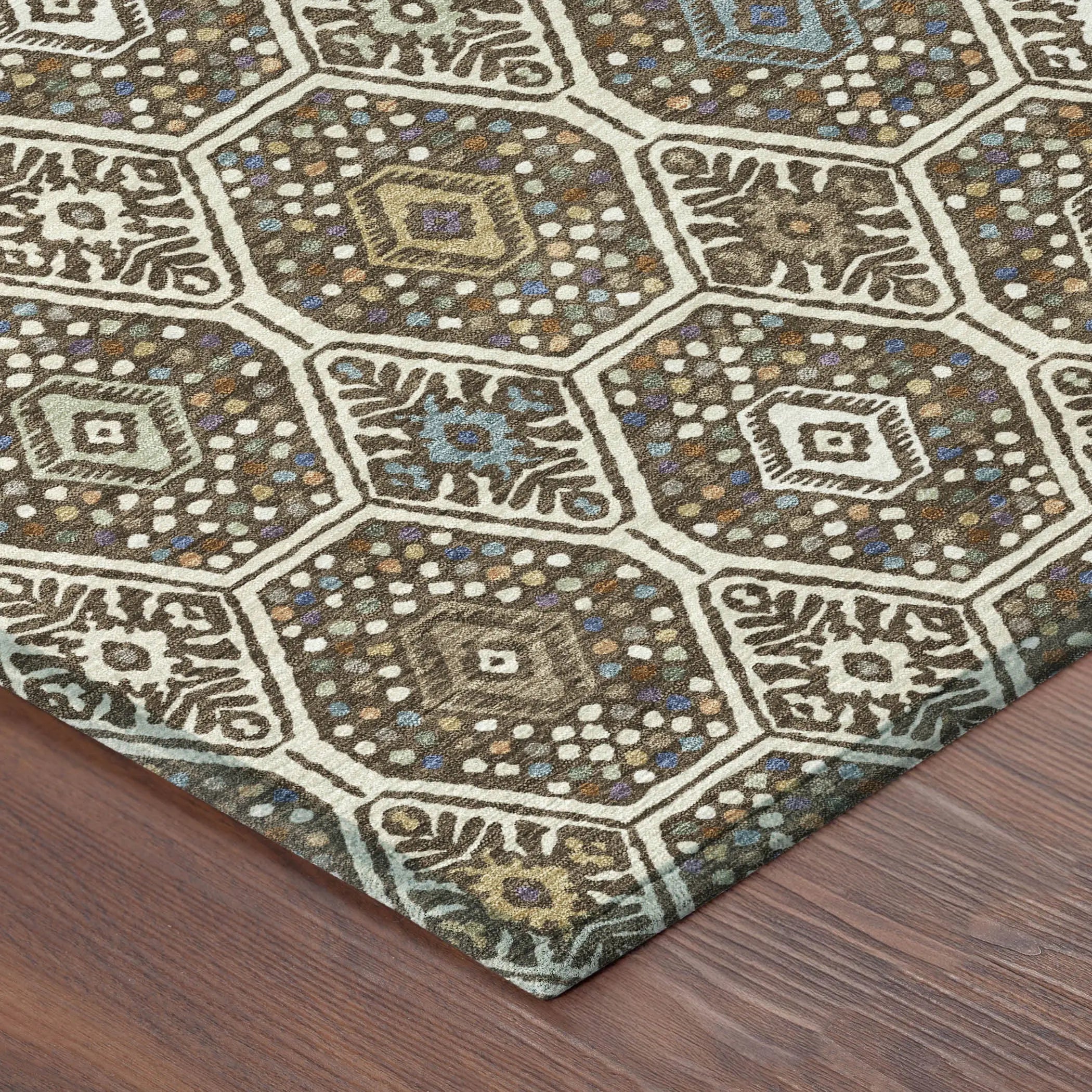 3' X 5' Beige And Chocolate Geometric Washable Indoor Outdoor Area Rug Homeroots Outdoor