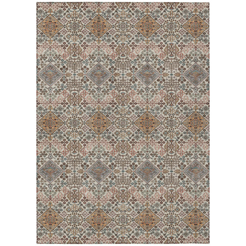 3' X 5' Beige And Copper Geometric Washable Indoor Outdoor Area Rug Homeroots Outdoor