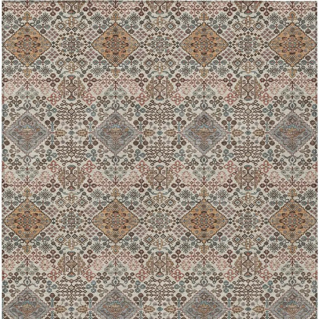3' X 5' Beige And Copper Geometric Washable Indoor Outdoor Area Rug Homeroots Outdoor