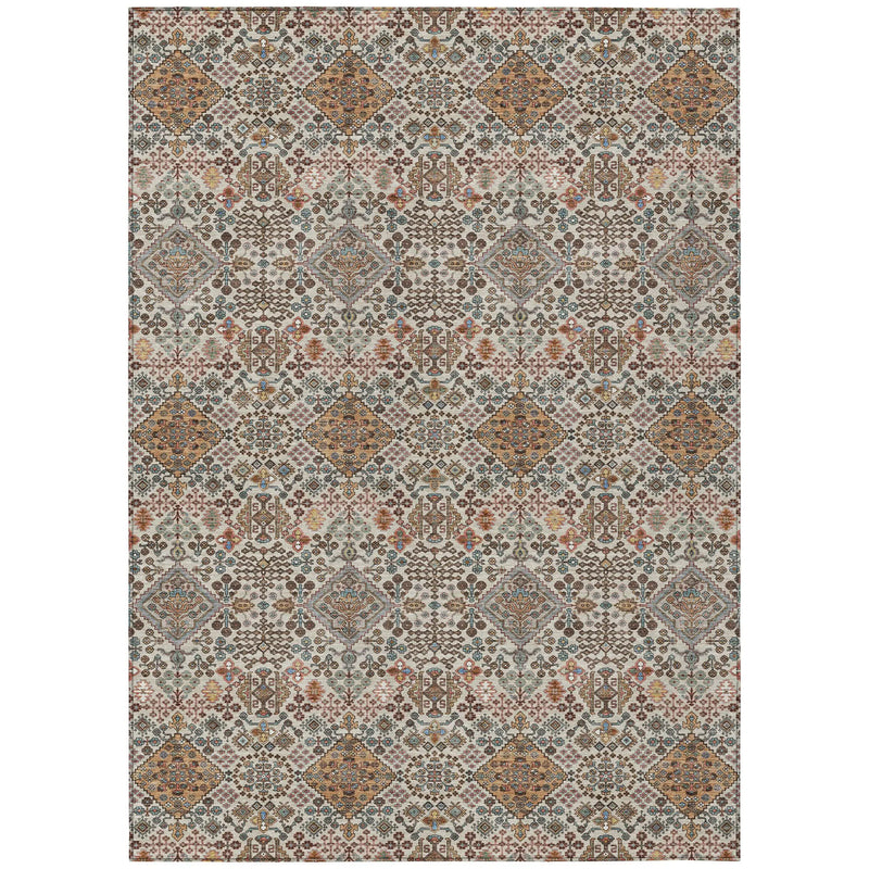 3' X 5' Beige And Copper Geometric Washable Indoor Outdoor Area Rug Homeroots Outdoor