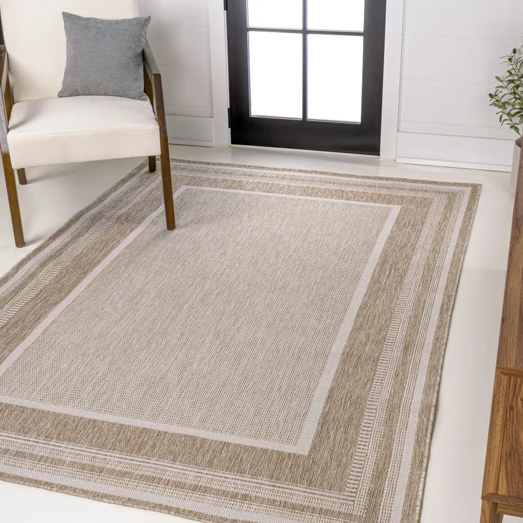 3' X 5' Beige And Cream Indoor Outdoor Area Rug - GreatEagleInc