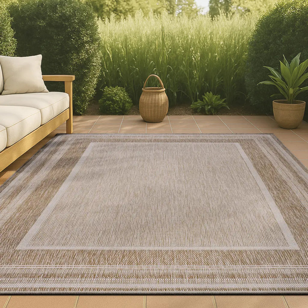 3' X 5' Beige And Cream Indoor Outdoor Area Rug - GreatEagleInc