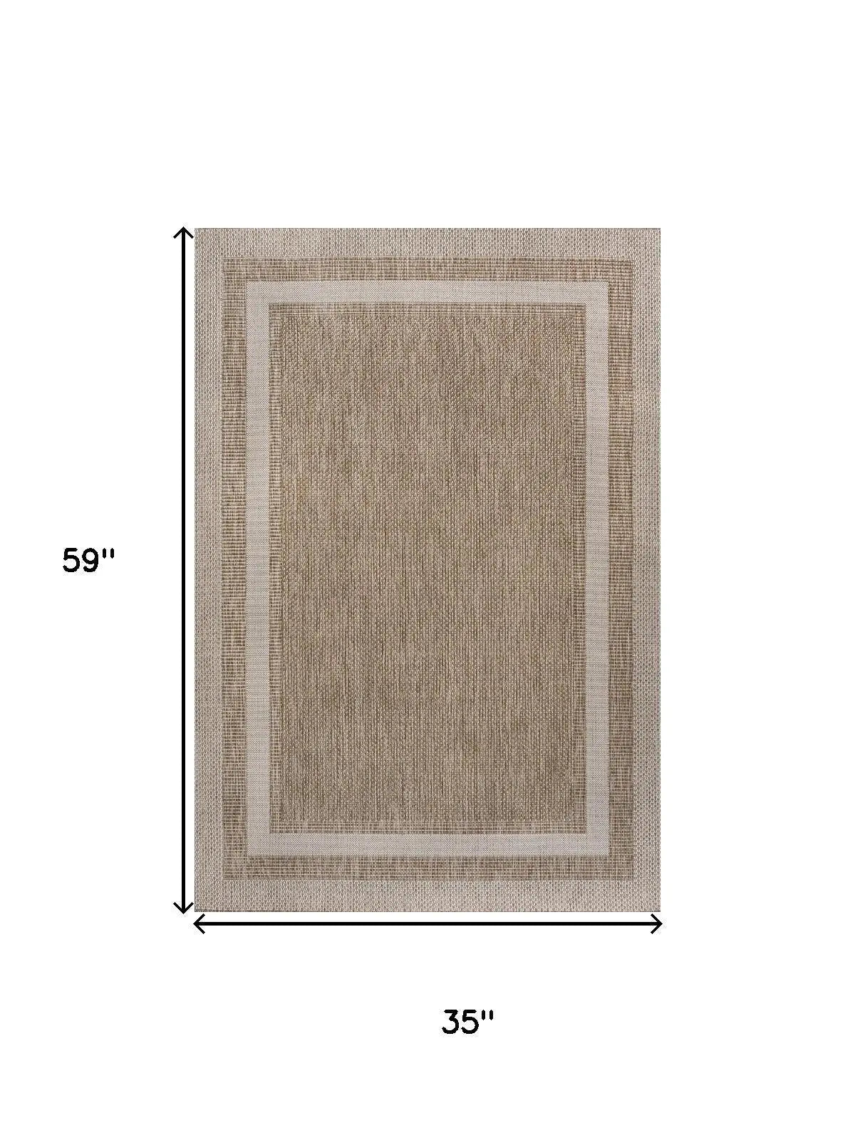 3' X 5' Beige And Cream Indoor Outdoor Area Rug Homeroots Outdoor