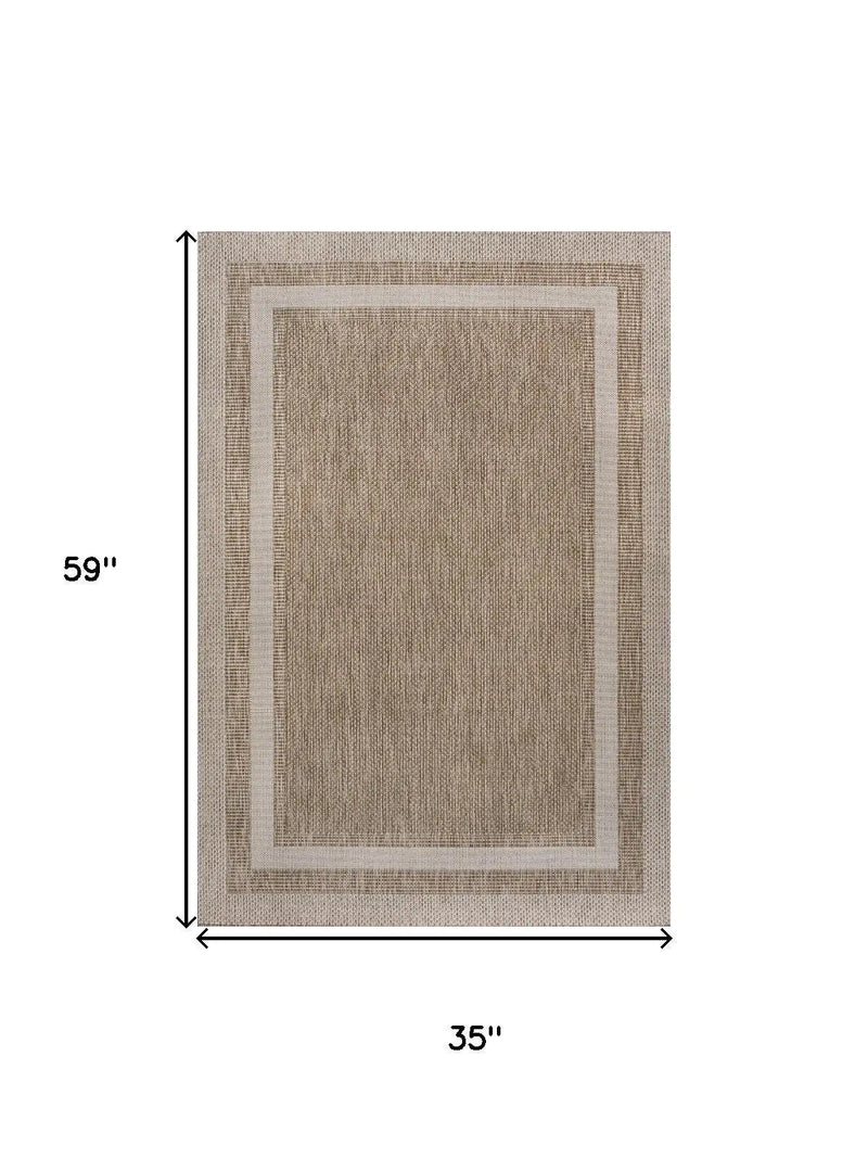 3' X 5' Beige And Cream Indoor Outdoor Area Rug Homeroots Outdoor