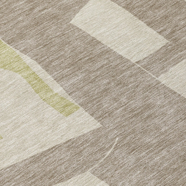 3' X 5' Beige And Fern Green Geometric Washable Indoor Outdoor Area Rug Homeroots Outdoor