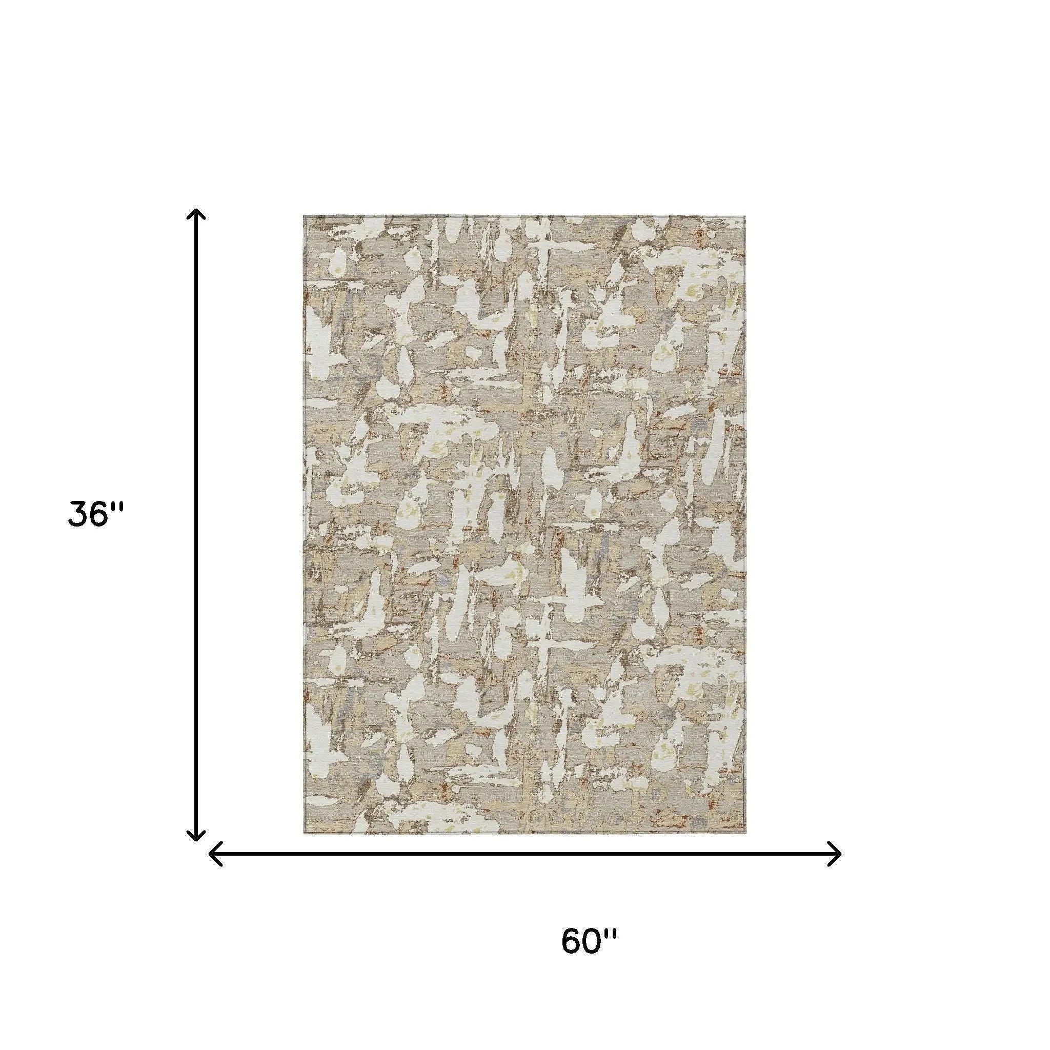 3' X 5' Beige And Gray Abstract Washable Indoor Outdoor Area Rug Homeroots Outdoor