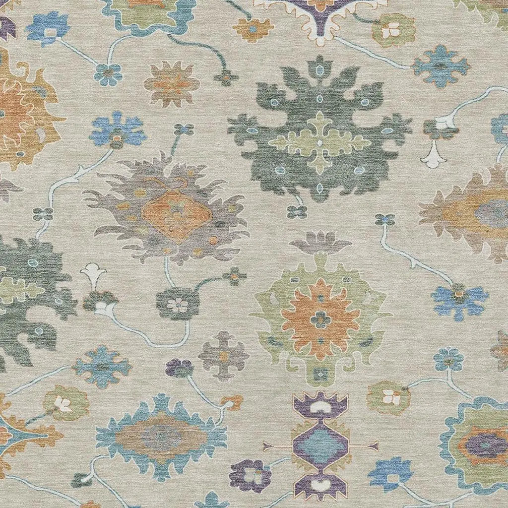 3' X 5' Beige And Green Oriental Washable Indoor Outdoor Area Rug Homeroots Outdoor