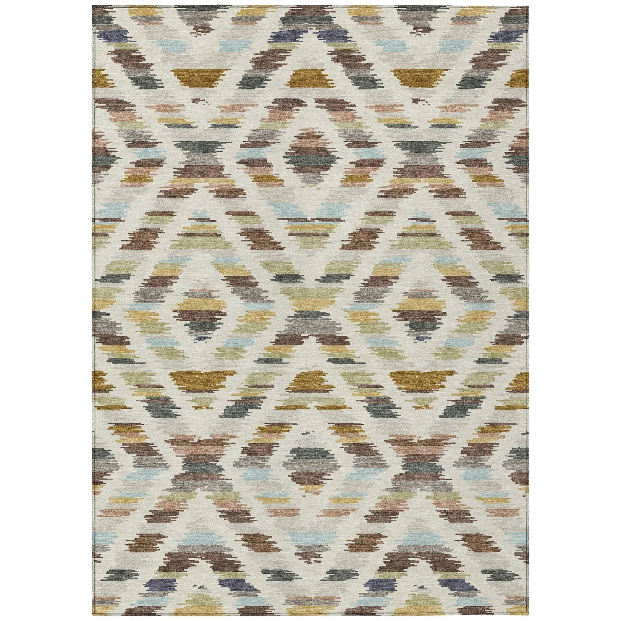 3' X 5' Beige And Green Tribal Washable Indoor Outdoor Area Rug Homeroots Outdoor