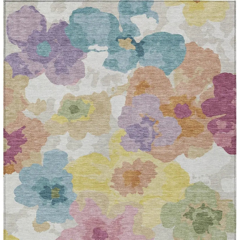 3' X 5' Beige And Ivory Floral Washable Indoor Outdoor Area Rug Homeroots Outdoor