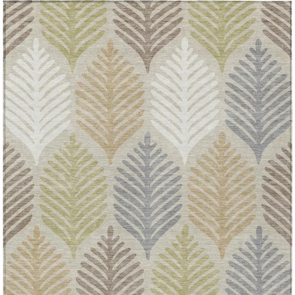 3' X 5' Beige And Ivory Floral Washable Indoor Outdoor Area Rug Homeroots Outdoor