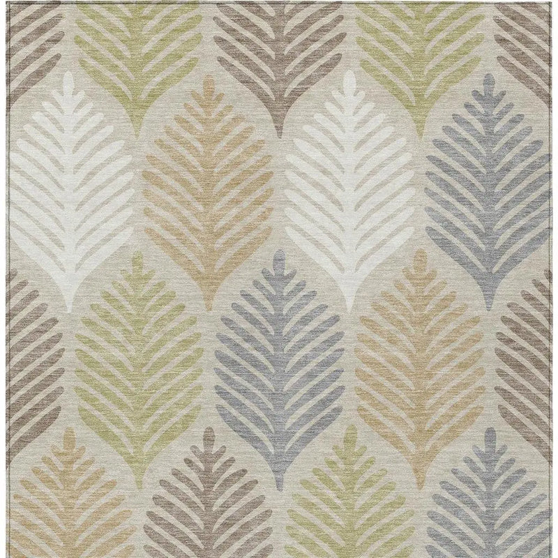 3' X 5' Beige And Ivory Floral Washable Indoor Outdoor Area Rug Homeroots Outdoor