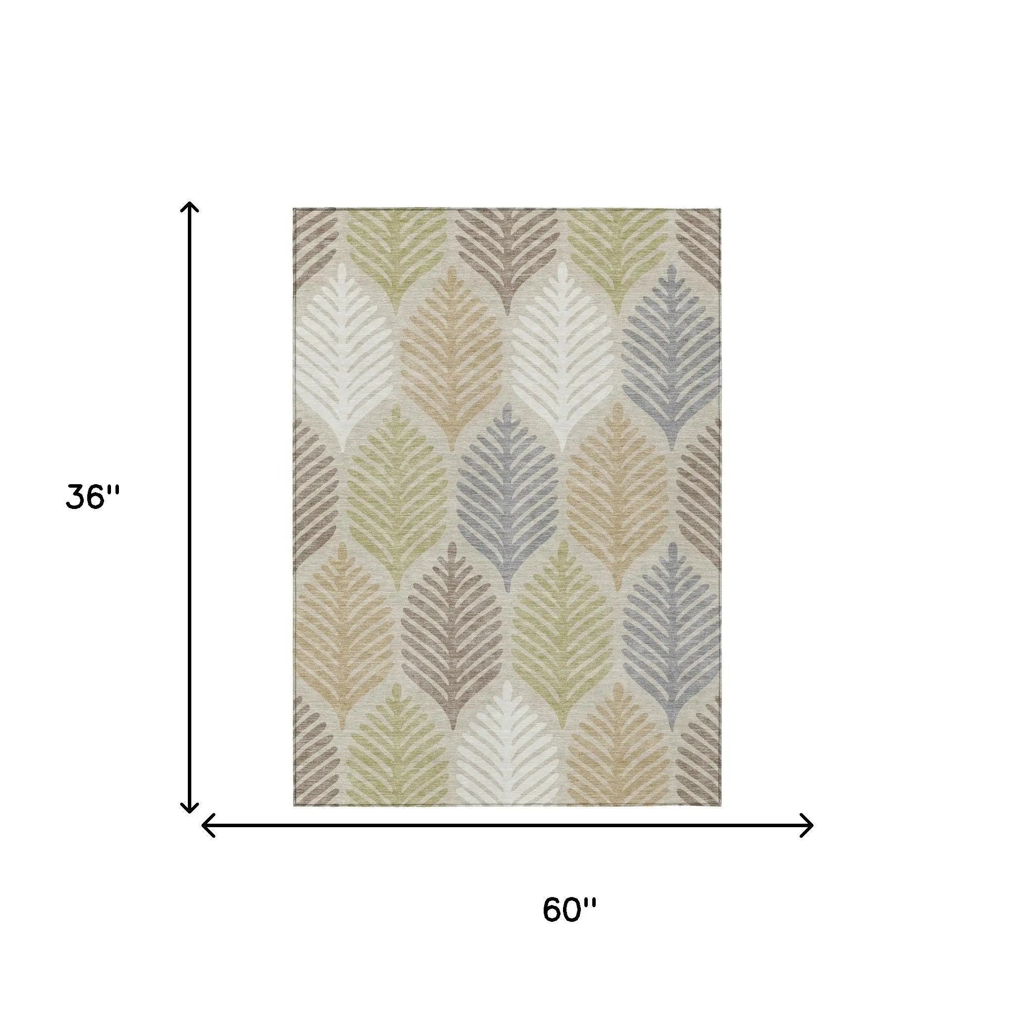 3' X 5' Beige And Ivory Floral Washable Indoor Outdoor Area Rug Homeroots Outdoor