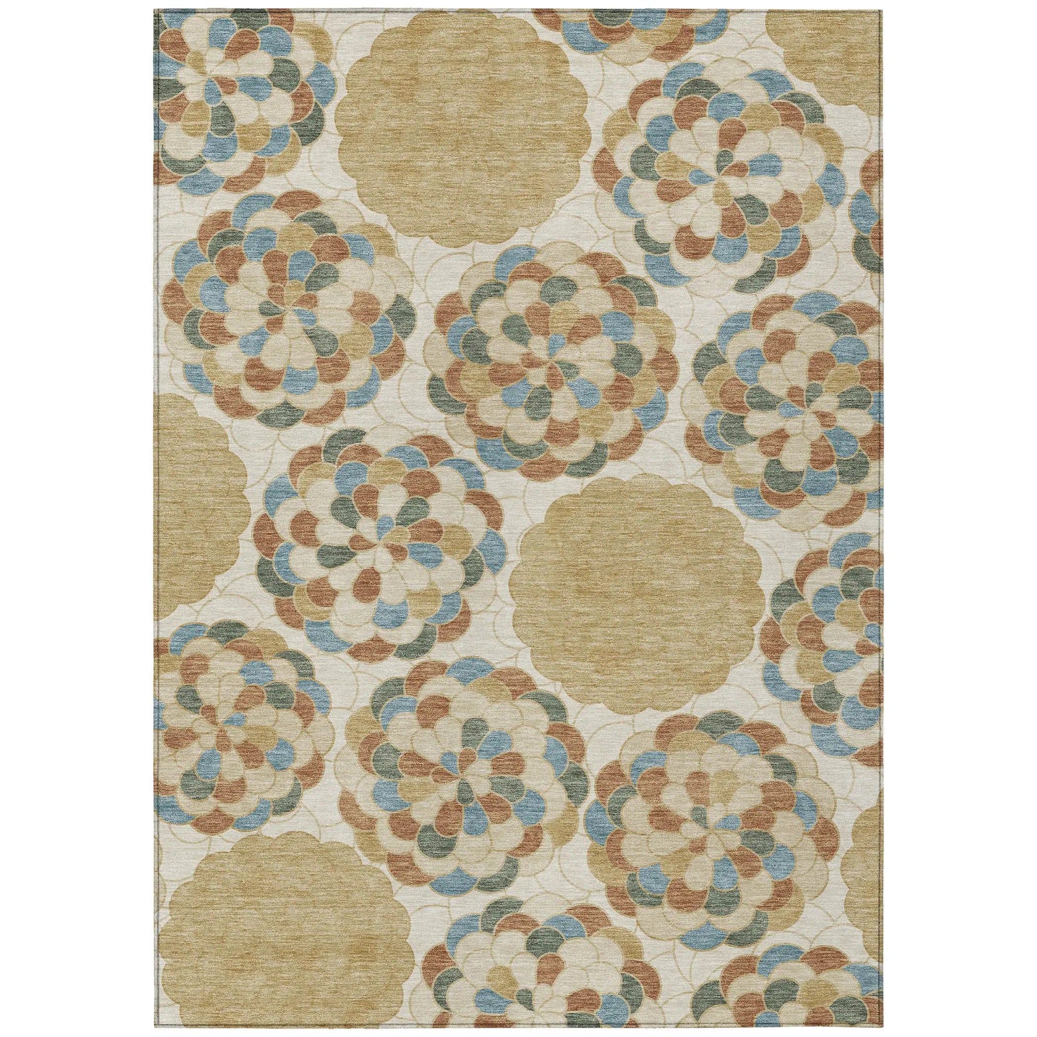 3' X 5' Beige And Ivory Floral Washable Indoor Outdoor Area Rug Homeroots Outdoor