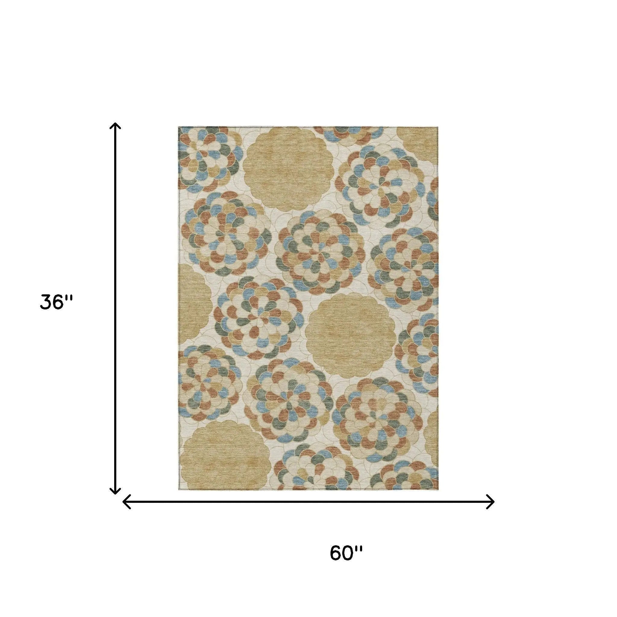 3' X 5' Beige And Ivory Floral Washable Indoor Outdoor Area Rug Homeroots Outdoor