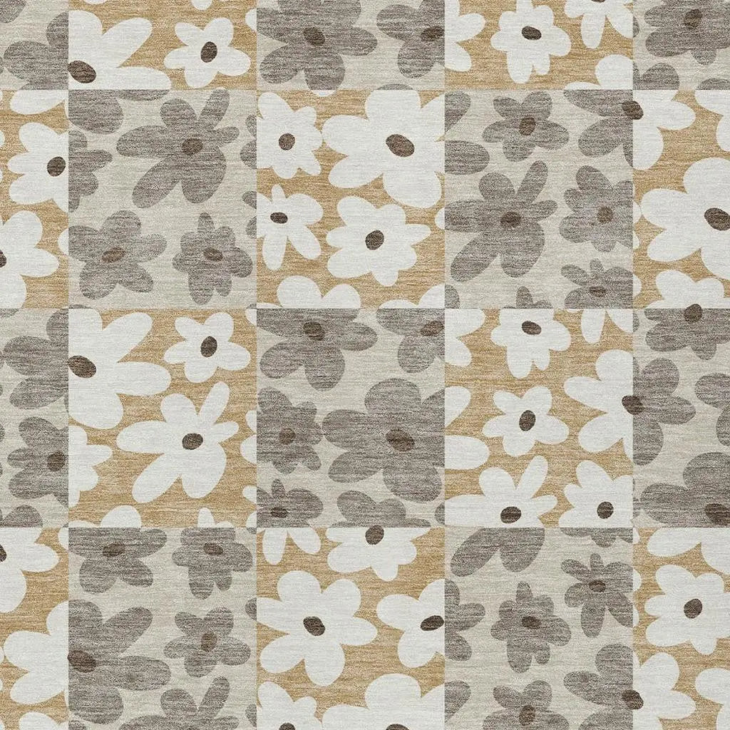 3' X 5' Beige And Ivory Floral Washable Indoor Outdoor Area Rug Homeroots Outdoor