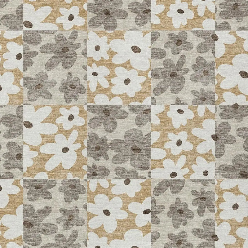 3' X 5' Beige And Ivory Floral Washable Indoor Outdoor Area Rug Homeroots Outdoor