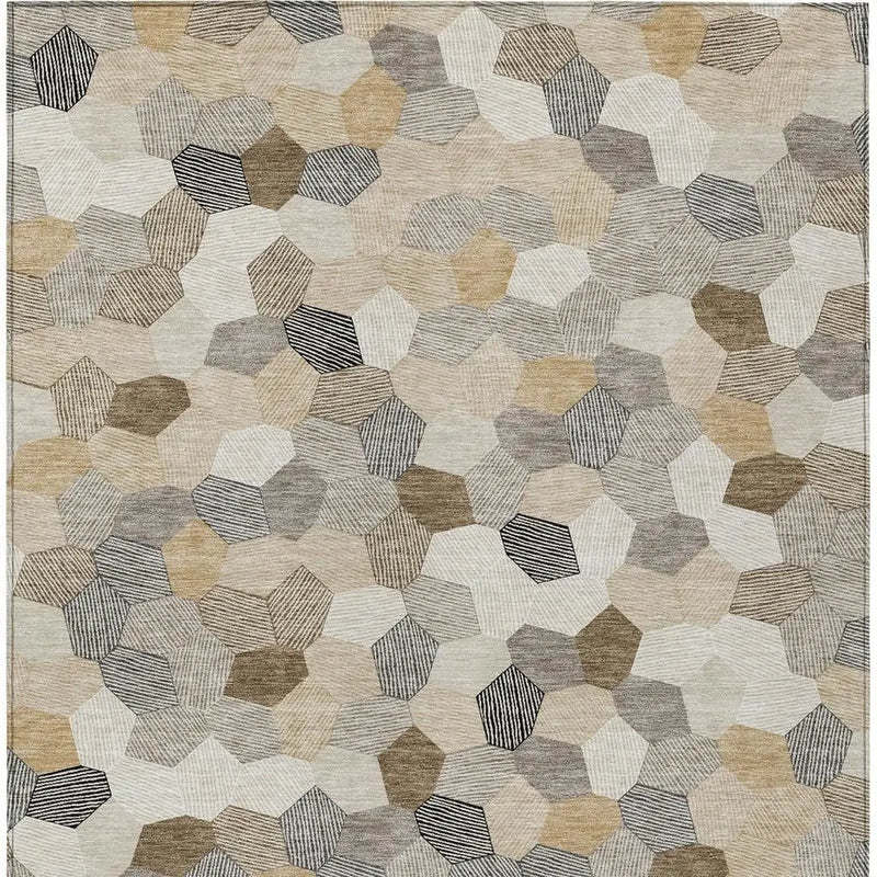 3' X 5' Beige And Ivory Geometric Washable Indoor Outdoor Area Rug Homeroots Outdoor