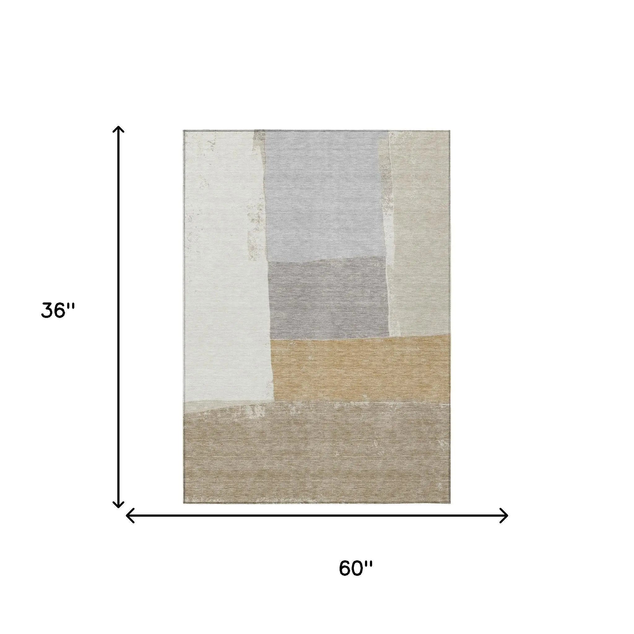 3' X 5' Beige And Ivory Geometric Washable Indoor Outdoor Area Rug Homeroots Outdoor