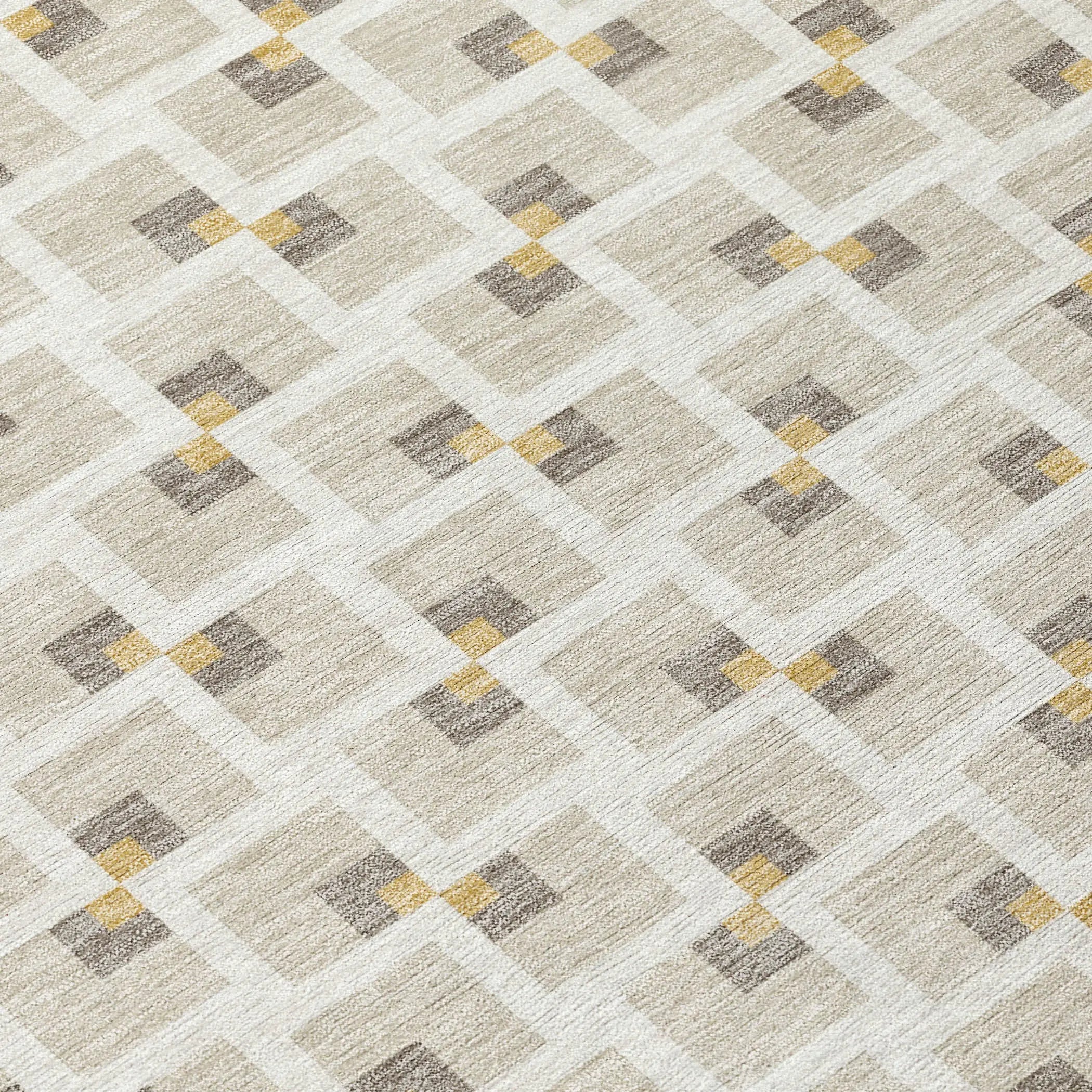 3' X 5' Beige And Ivory Geometric Washable Indoor Outdoor Area Rug Homeroots Outdoor