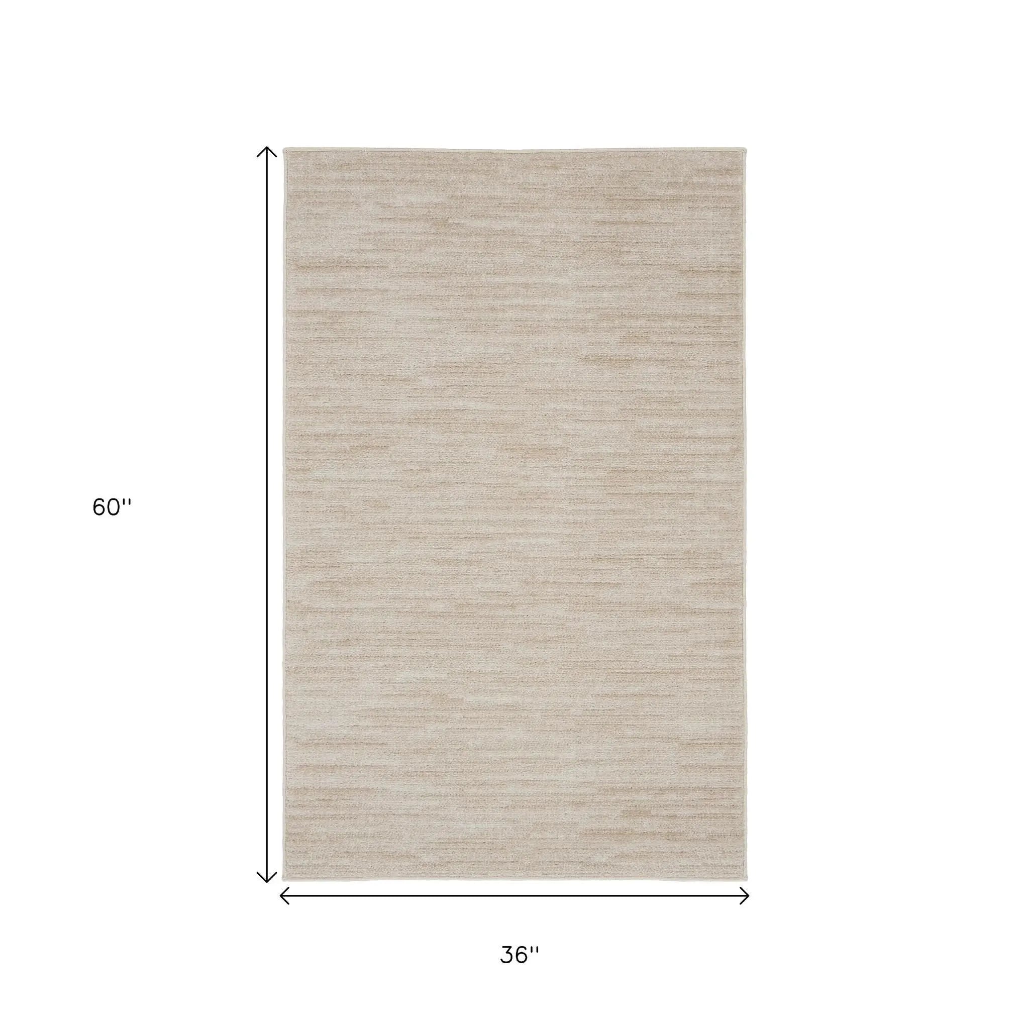 3' X 5' Beige And Ivory Indoor Outdoor Area Rug - GreatEagleInc