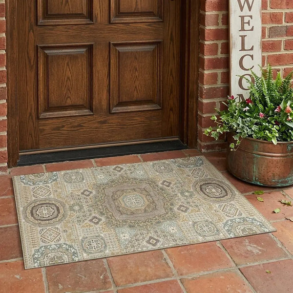 3' X 5' Beige And Ivory Oriental Washable Indoor Outdoor Area Rug Homeroots Outdoor