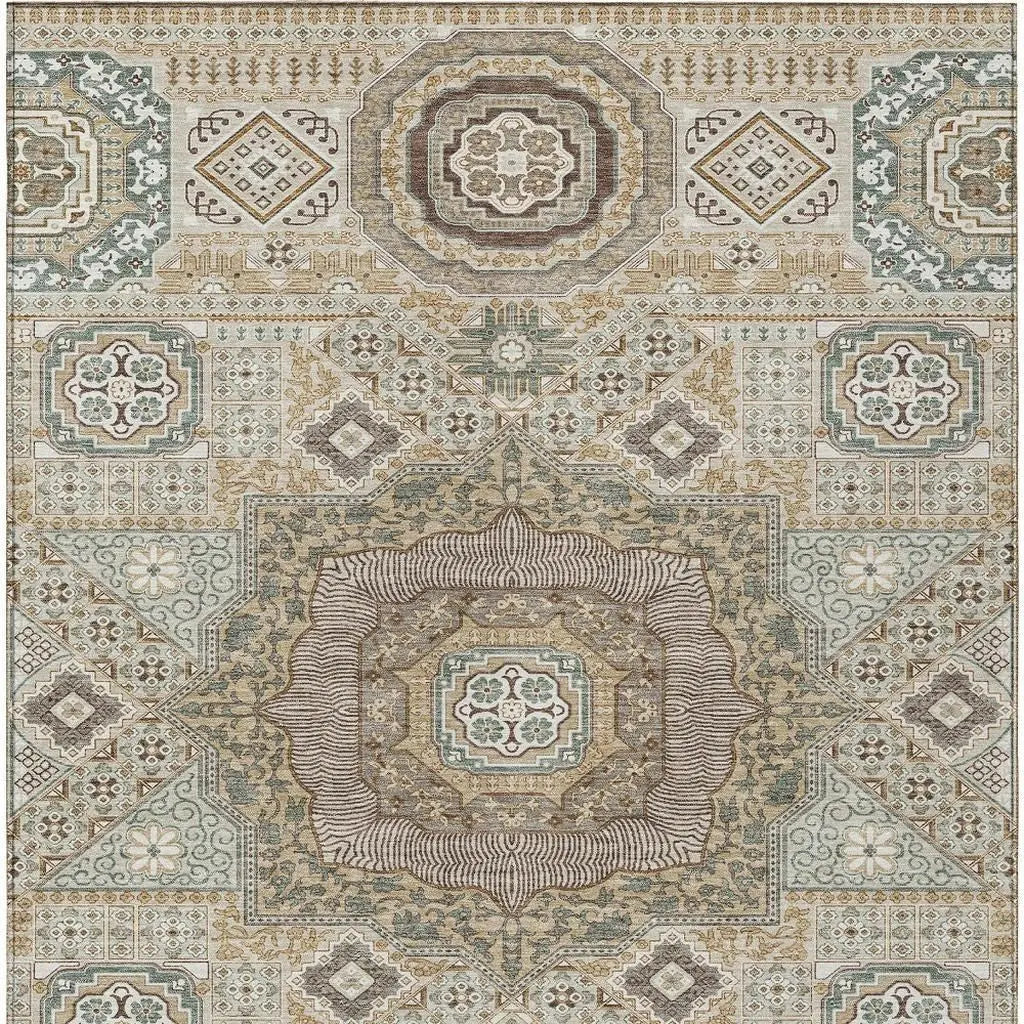 3' X 5' Beige And Ivory Oriental Washable Indoor Outdoor Area Rug Homeroots Outdoor