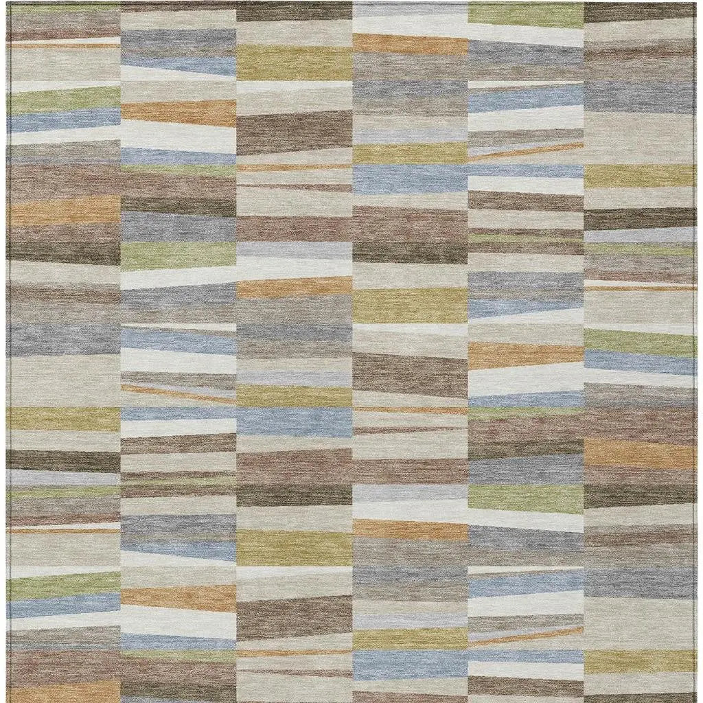 3' X 5' Beige And Ivory Striped Washable Indoor Outdoor Area Rug Homeroots Outdoor