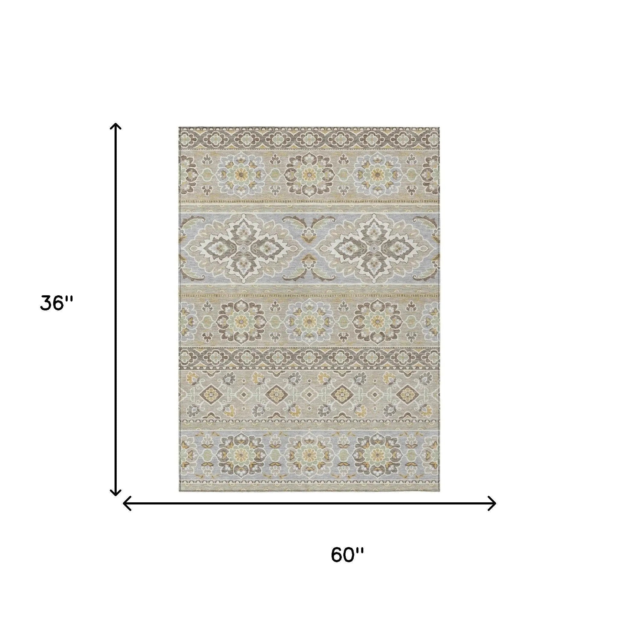 3' X 5' Beige And Ivory Tribal Washable Indoor Outdoor Area Rug Homeroots Outdoor