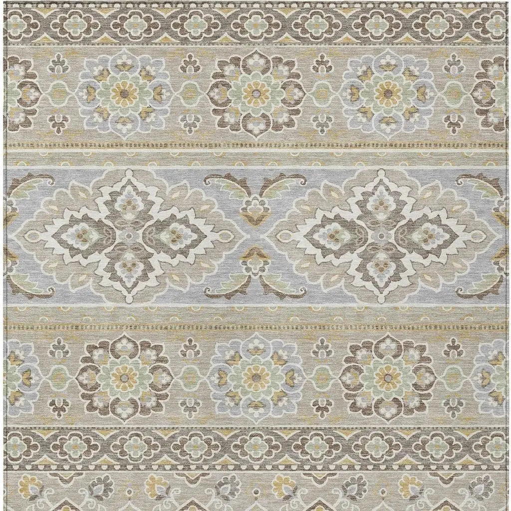 3' X 5' Beige And Ivory Tribal Washable Indoor Outdoor Area Rug Homeroots Outdoor