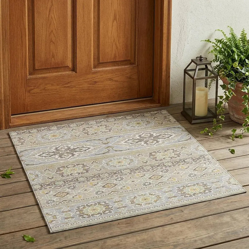 3' X 5' Beige And Ivory Tribal Washable Indoor Outdoor Area Rug Homeroots Outdoor
