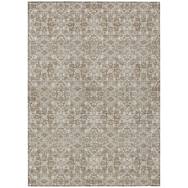 3' X 5' Beige And Khaki Oriental Washable Indoor Outdoor Area Rug Homeroots Outdoor
