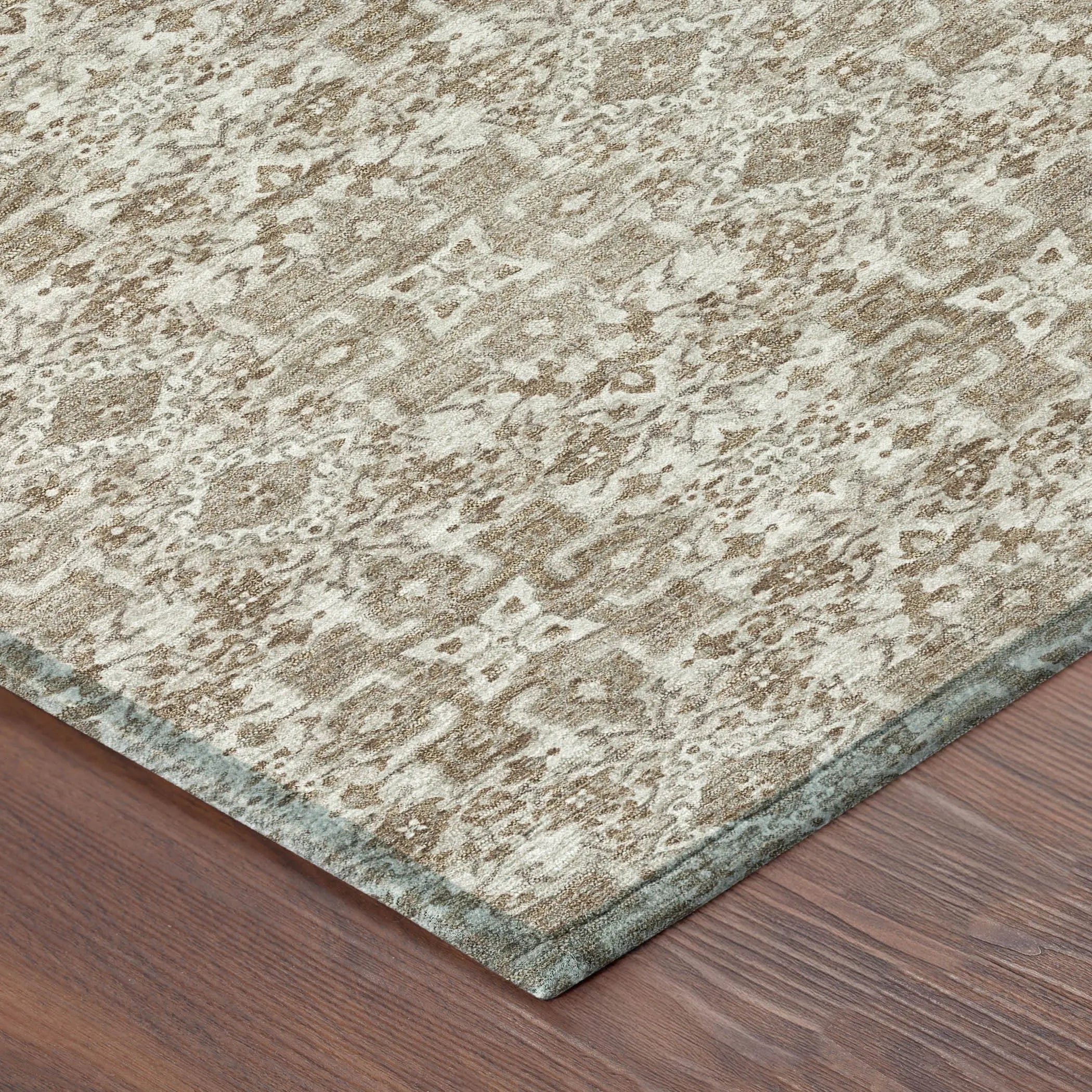 3' X 5' Beige And Khaki Oriental Washable Indoor Outdoor Area Rug Homeroots Outdoor