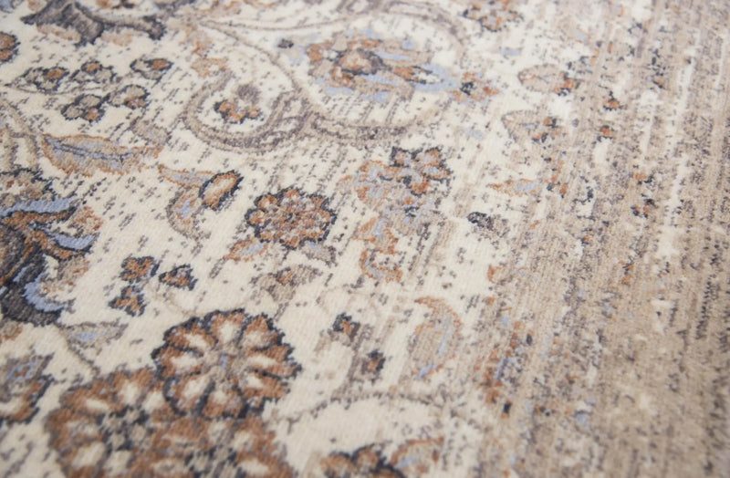 3' X 5' Beige And Natural New Zealand Lambs Wool Medallion Hand Carved Handmade Area Rug Homeroots Home Decor