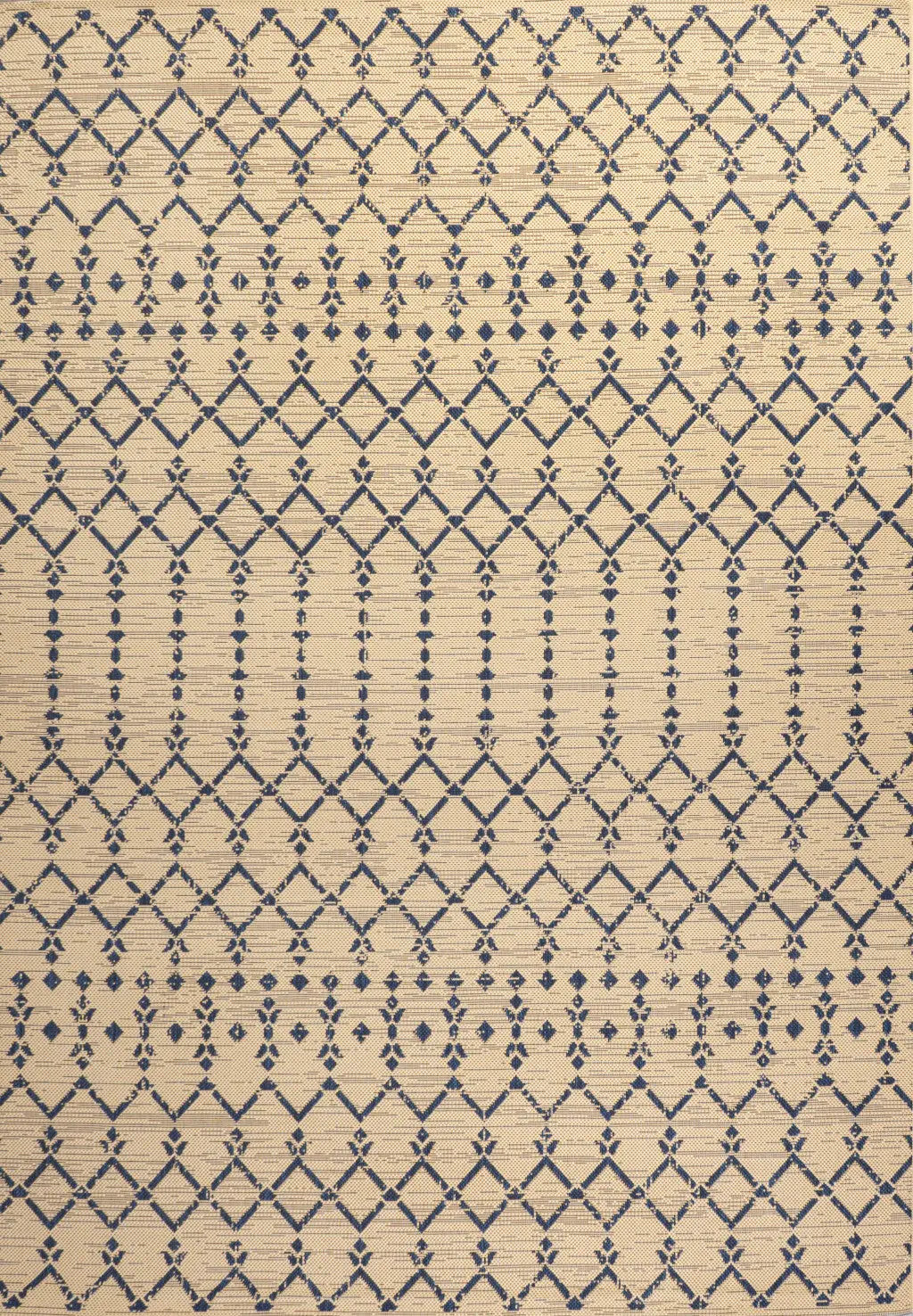 3' X 5' Beige And Navy Blue Trellis Indoor Outdoor Area Rug Homeroots Outdoor
