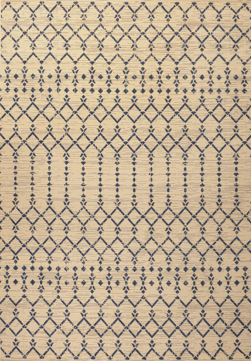 3' X 5' Beige And Navy Blue Trellis Indoor Outdoor Area Rug Homeroots Outdoor