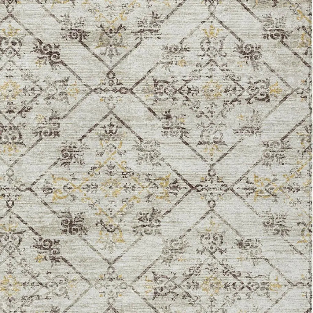 3' X 5' Beige And Sky Blue Geometric Washable Indoor Outdoor Area Rug Homeroots Outdoor