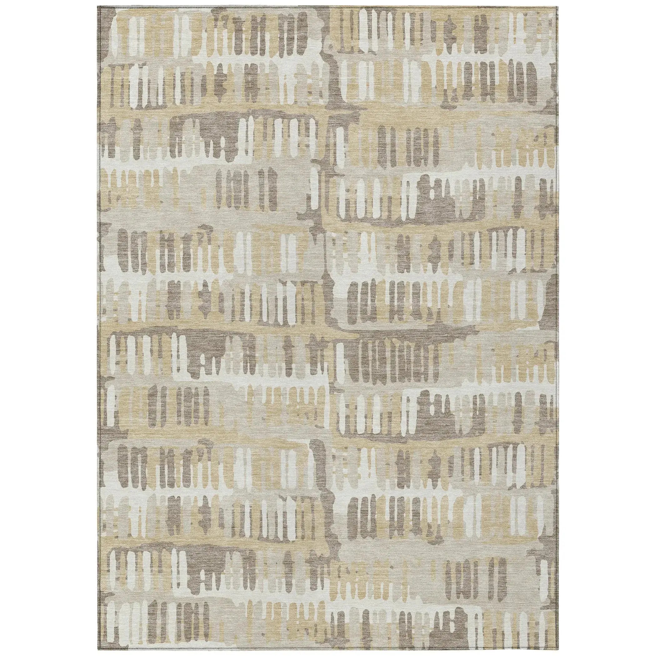 3' X 5' Beige And Taupe Abstract Washable Indoor Outdoor Area Rug Homeroots Outdoor