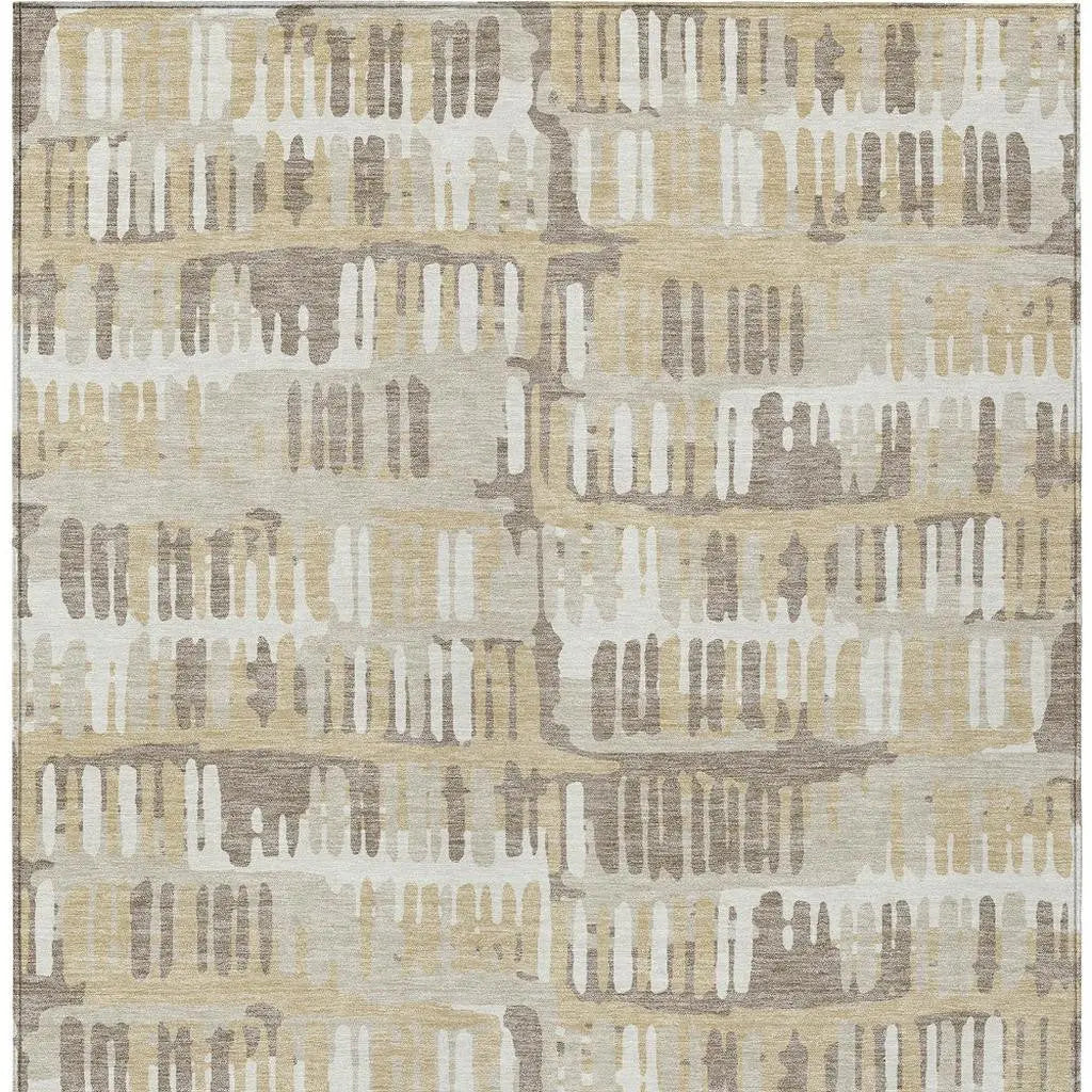 3' X 5' Beige And Taupe Abstract Washable Indoor Outdoor Area Rug Homeroots Outdoor