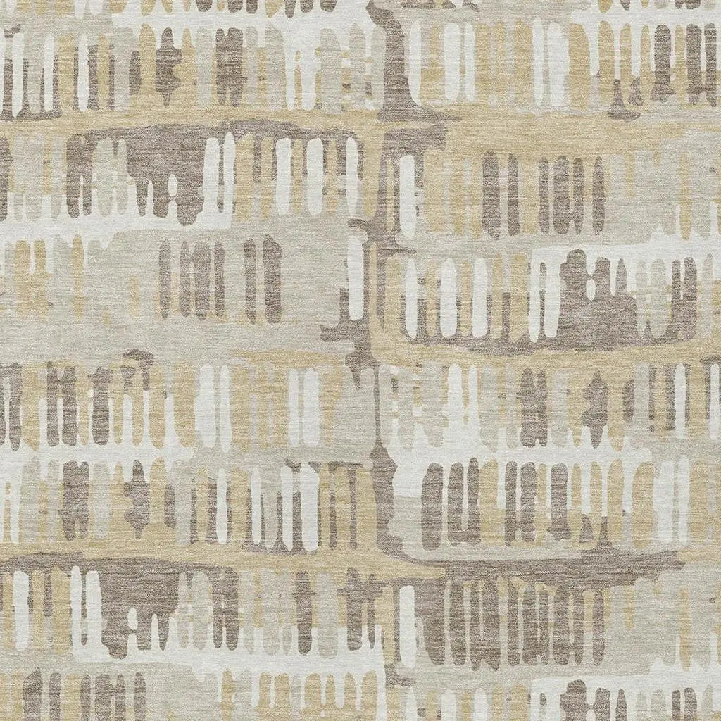 3' X 5' Beige And Taupe Abstract Washable Indoor Outdoor Area Rug Homeroots Outdoor