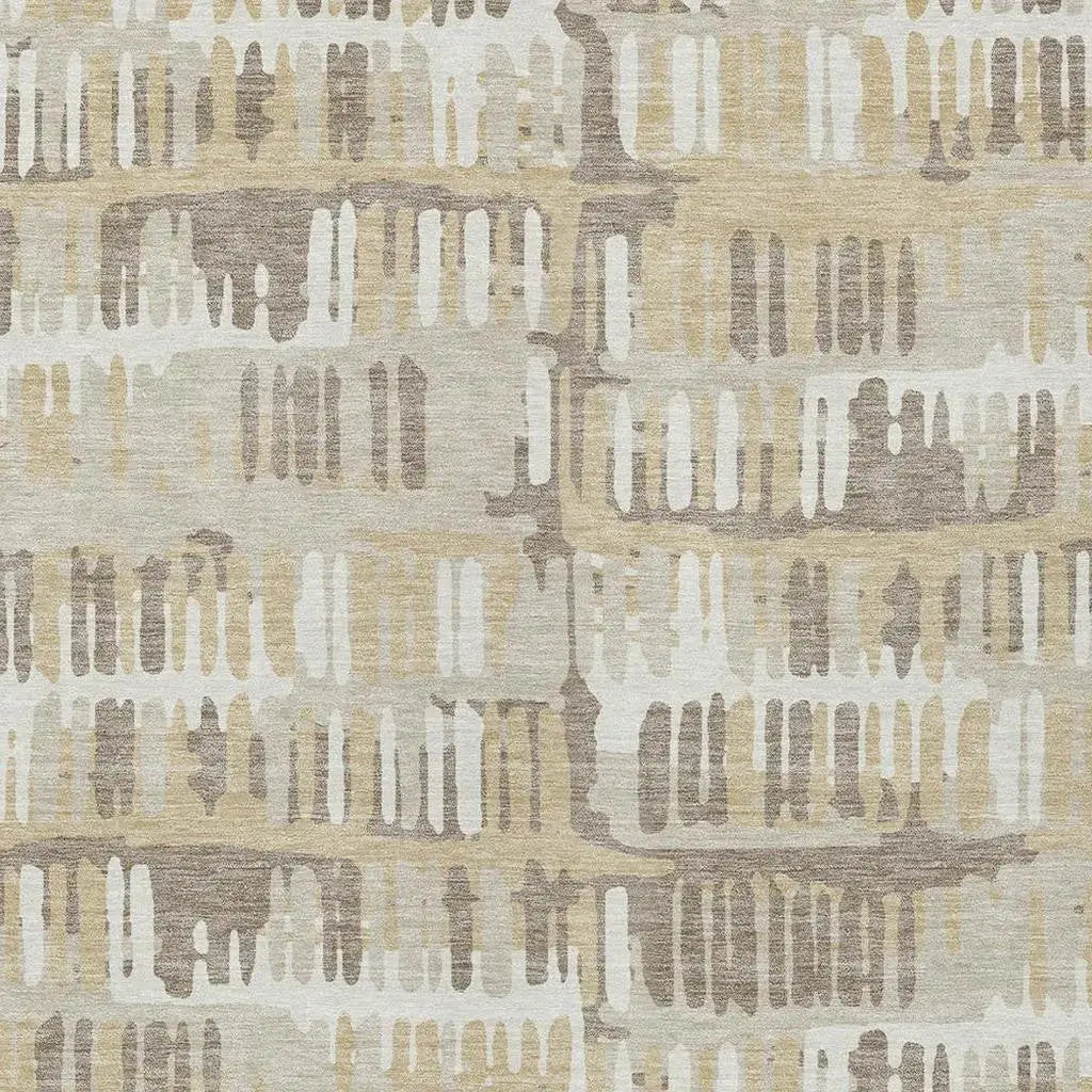 3' X 5' Beige And Taupe Abstract Washable Indoor Outdoor Area Rug Homeroots Outdoor