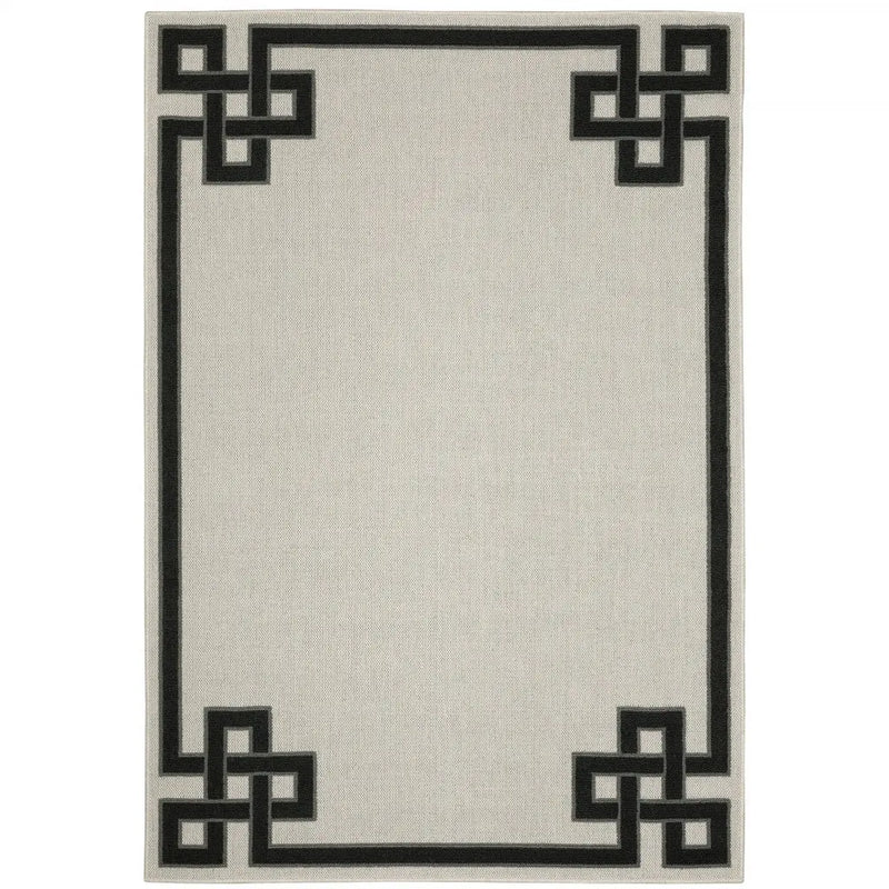3' X 5' Beige and Black Stain Resistant Indoor Outdoor Area Rug Homeroots Outdoor