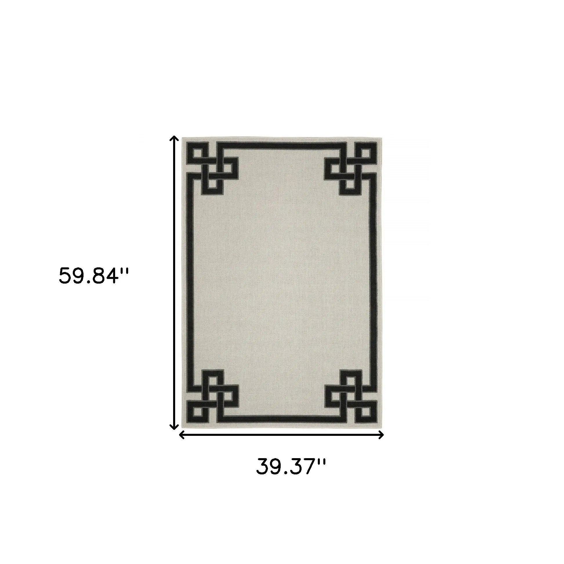 3' X 5' Beige and Black Stain Resistant Indoor Outdoor Area Rug Homeroots Outdoor