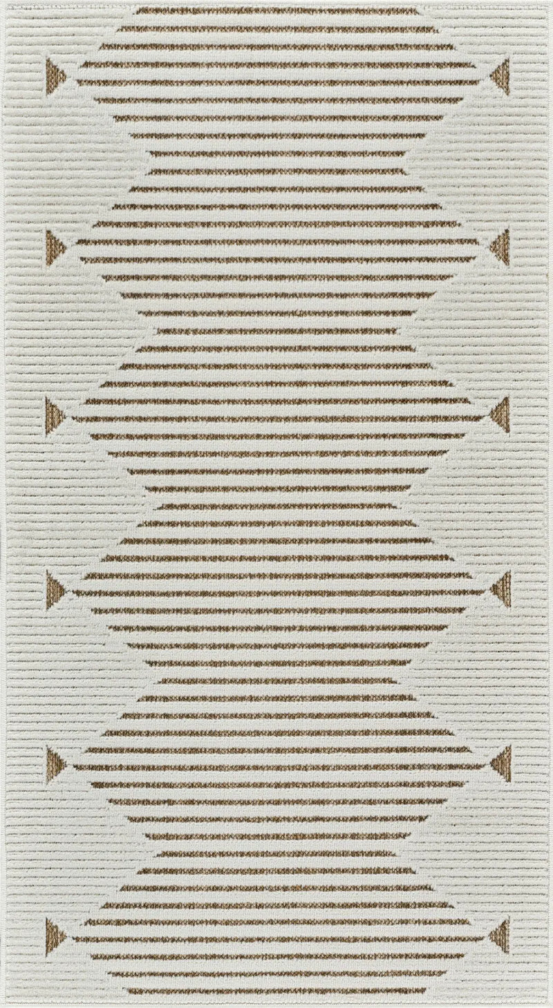 3' X 5' Beige and Brown Geometric Distressed Indoor Outdoor Area Rug Homeroots Outdoor