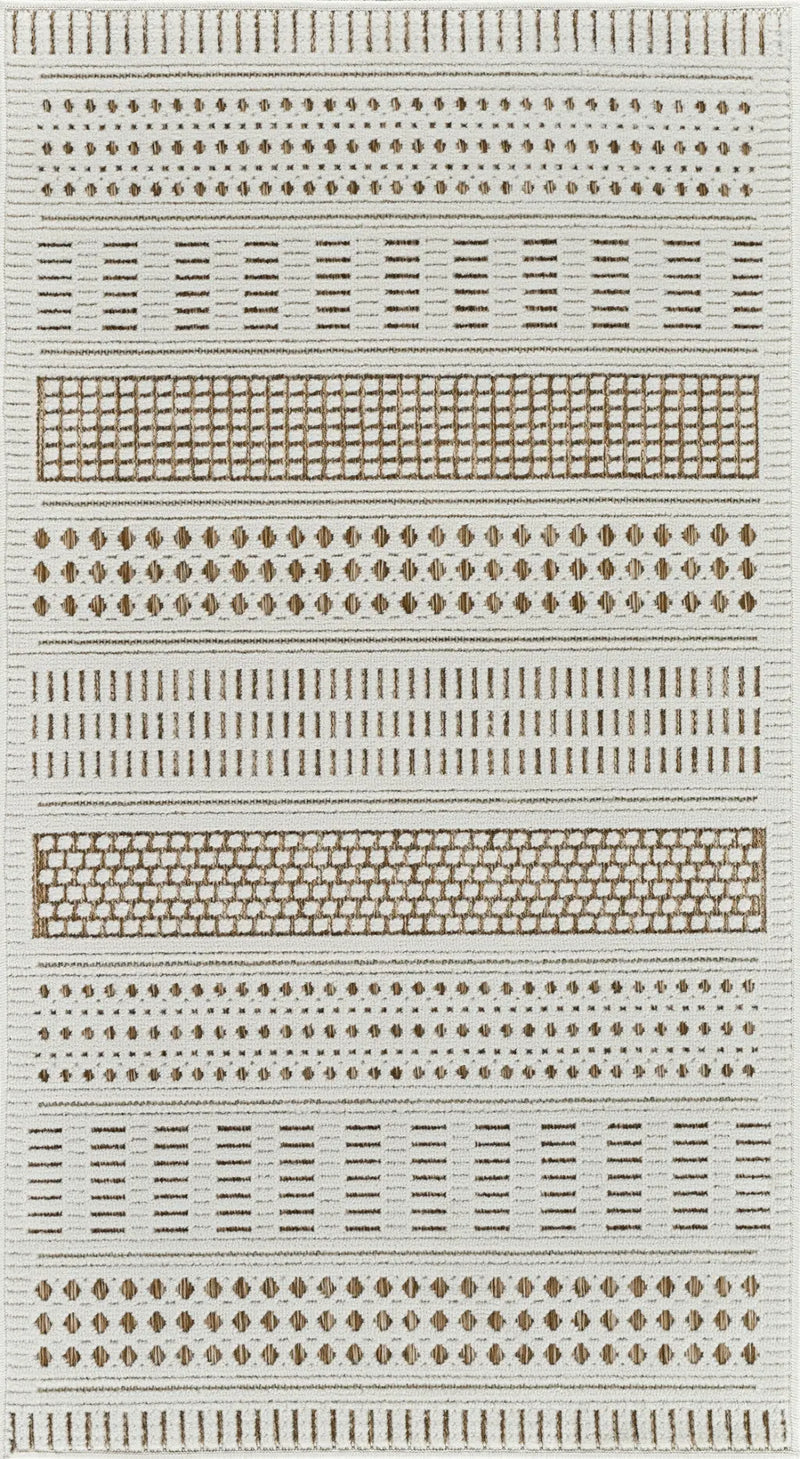 3' X 5' Beige and Brown Geometric Distressed Indoor Outdoor Area Rug Homeroots Outdoor